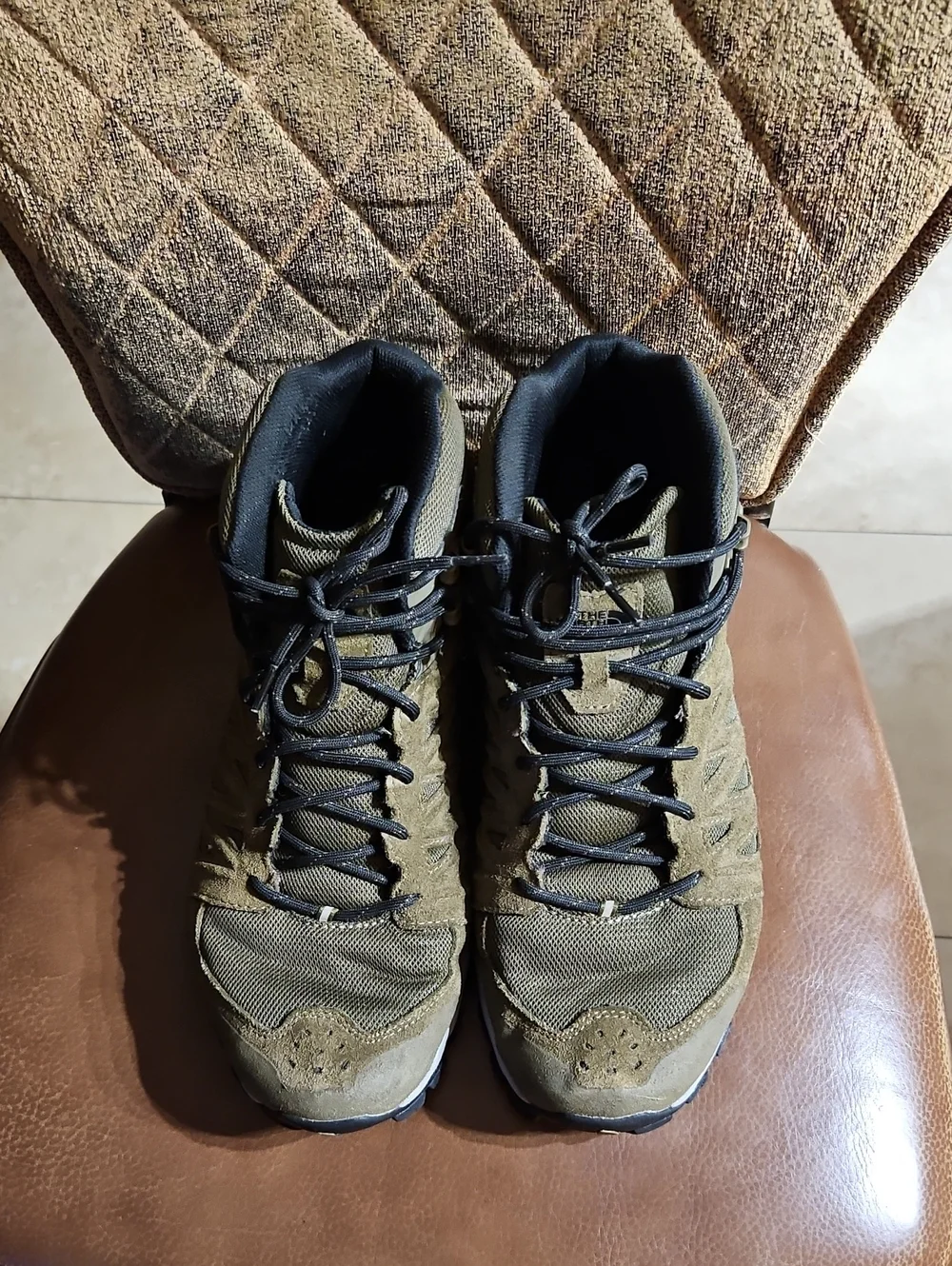 The North Face Truckee Mid Hiking Trail Boots Shoes Lace Up Olive Green Gray